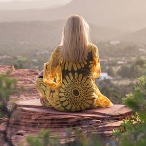 Yellow Kimono sunflower pattern Duster Cardigan